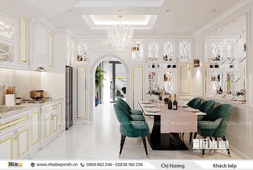 Thiết kế phòng khách tân cổ điển tại căn Shophouse Emerald Celadon City 160m2 - NBX375
